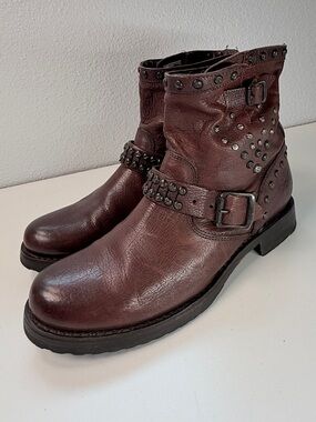 Frye Veronica Stud Moto Short Boots in women’s size 8.5 studded Short Boot Brown